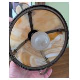 Vintage Slag Glass Table Lamp with Brass Base