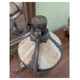 Vintage Slag Glass Table Lamp with Brass Base