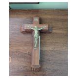 Vintage Sick Call Crucifix with Wooden Cross and Brass Corpus