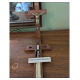 Vintage Sick Call Crucifix with Wooden Cross and Brass Corpus