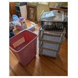 3-Tier Rolling Storage Cart, Wire Basket and Laundry Basket
