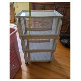 3-Tier Rolling Storage Cart, Wire Basket and Laundry Basket