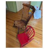 Set of 2 Wooden Chairs - Adult Windsor Rocking Chair and Child Size