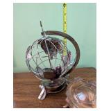 Vintage Metal Globe and Ornate Hancock Jewelry Box Duo