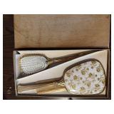 Vintage Vanity Set with Mirror and Brush