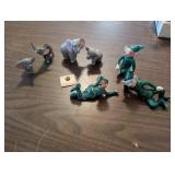 Set of Vintage Ceramic Elephants and 3 Pixie Figurines