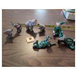Set of Vintage Ceramic Elephants and 3 Pixie Figurines
