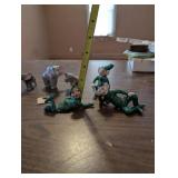 Set of Vintage Ceramic Elephants and 3 Pixie Figurines