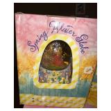 Set of Spring Decor: Water Globes, Rabbit Figurines, Eggs, Candle