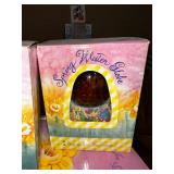 Set of Spring Decor: Water Globes, Rabbit Figurines, Eggs, Candle