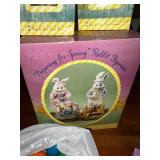 Set of Spring Decor: Water Globes, Rabbit Figurines, Eggs, Candle