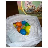 Set of Spring Decor: Water Globes, Rabbit Figurines, Eggs, Candle