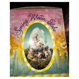 Set of Spring Decor: Water Globes, Rabbit Figurines, Eggs, Candle