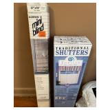 27" x 72" Antique White Aluminum Mini Blinds and Traditional Shutters Set