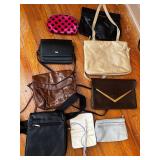 Collection of 9 Assorted Handbags and Clutches