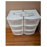 Set of 2 Sterilite 3-Drawer Plastic Storage Carts with Hanger Cascaders