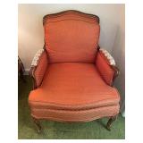 Vintage Wooden Armchair with Burnt Orange Upholstery