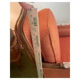 Vintage Wooden Armchair with Burnt Orange Upholstery