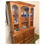 Large Oak China Cabinet with Glass Doors and Storage Compartments - Contents not included in this lot