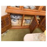 Large Oak China Cabinet with Glass Doors and Storage Compartments - Contents not included in this lot