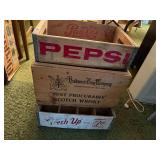 Vintage Wooden Crates Collection: Pepsi, Scotch Whisky, and 7 Up