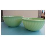2 JADEITE BOWLS