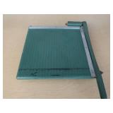 GREEN METAL DESK AND PAPERCUTTER