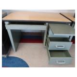 GREEN METAL DESK / VINTAGE PAPERCUTTER