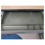 GREEN METAL DESK / VINTAGE PAPERCUTTER