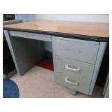 GREEN METAL DESK / VINTAGE PAPERCUTTER