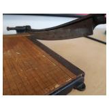 GREEN METAL DESK / VINTAGE PAPERCUTTER