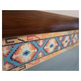 SMALL TABLE, FRAMEDCORK BOARD & ANTIQUE MORAL CODE SIGN