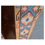 SMALL TABLE, FRAMEDCORK BOARD & ANTIQUE MORAL CODE SIGN