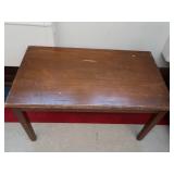 SMALL TABLE, FRAMEDCORK BOARD & ANTIQUE MORAL CODE SIGN