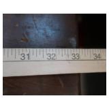 SMALL TABLE, FRAMEDCORK BOARD & ANTIQUE MORAL CODE SIGN