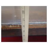 SMALL TABLE, FRAMEDCORK BOARD & ANTIQUE MORAL CODE SIGN