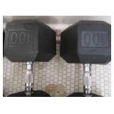 PAIR OF 100 LB DUMB BELLS