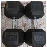 PAIR OF 95 LB DUMBBELLS