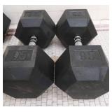 PAIR OF 95 LB DUMBBELLS