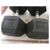 PAIR OF 95 LB DUMBBELLS