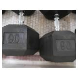 PAIR OF 90 LB DUMBBELLS