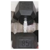 PAIR OF 85 LB DUMBBELLS