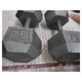 PAIR OF 75 LB DUMBBELLS