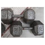 PAIR OF 70 LB DUMBBELLS