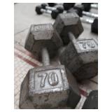 PAIR OF 70 LB DUMBBELLS