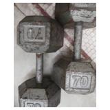 PAIR OF 70 LB DUMBBELLS