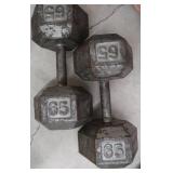 PAIR OF 65 LB DUMBBELLS