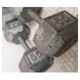 PAIR OF 55 LB DUMBBELLS