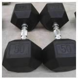 PAIR OF 50 LB DUMBBELLS