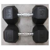 PAIR OF 45 LB DUMBBELLS
